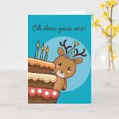 Carte Deer Pun Joyeux anniversaire (Fleur jaune)