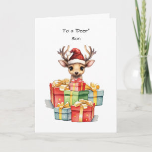 Carte Deer Son adorable Noël Piles d'amour