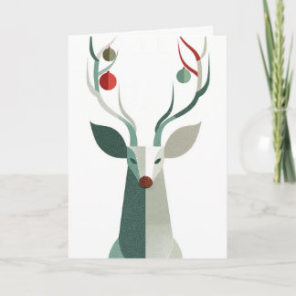 Carte Deer with ornaments on antlers