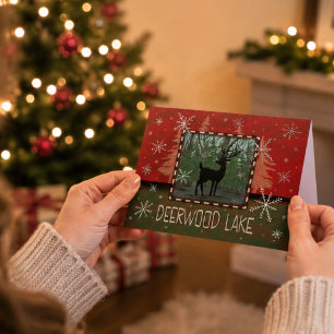 Carte Deerwood Noël Cerf Rustique Inspirivité
