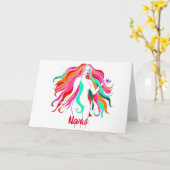 Carte Déesse aux cheveux longs multicolores Thunder_Cove (Fleur jaune)