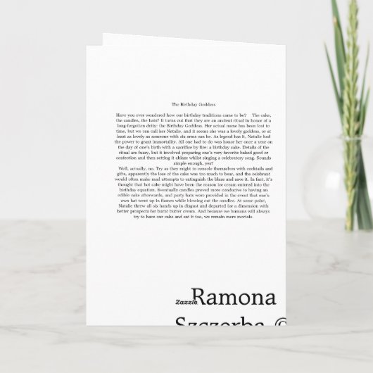 Carte Déesse d'anniversaire (Dos)