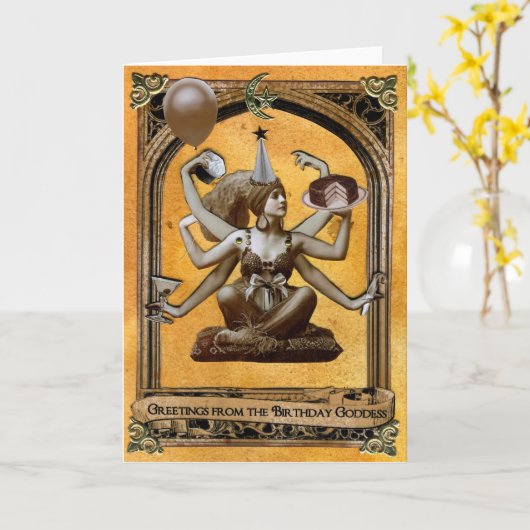 Carte Déesse d'anniversaire (Fleur jaune)