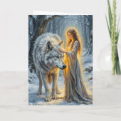 Carte Déesse de l'hiver & Loup Blanc (Dos)