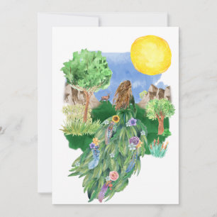 Carte Déesse de printemps Robe Florale Nature Salutation