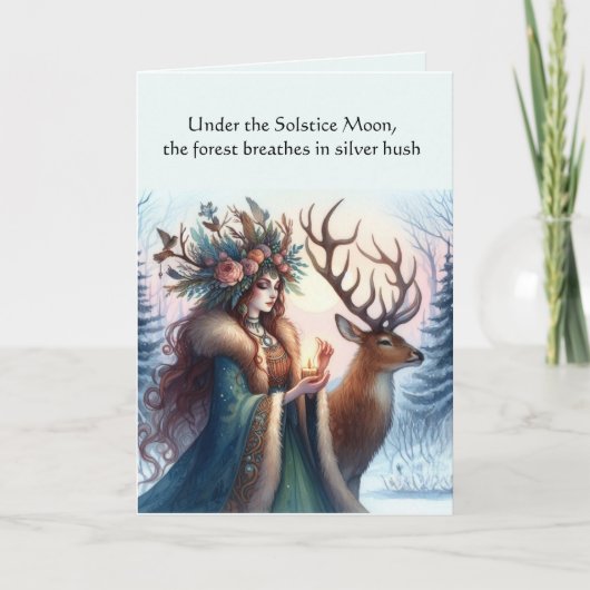 Carte Déesse et Cerf Solstice d'Hiver Bénis (Devant)