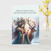 Carte Déesse et Cerf Solstice d'Hiver Bénis (Fleur jaune)