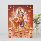 Carte Déesse hindoue Durga Tigre (Debout devant)