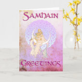 Carte Déesse lunaire de salutations de Samhain (Fleur jaune)