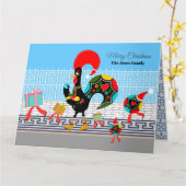 Carte Défilé portugais de cadeaux de coq et de Baubles (Fleur jaune)