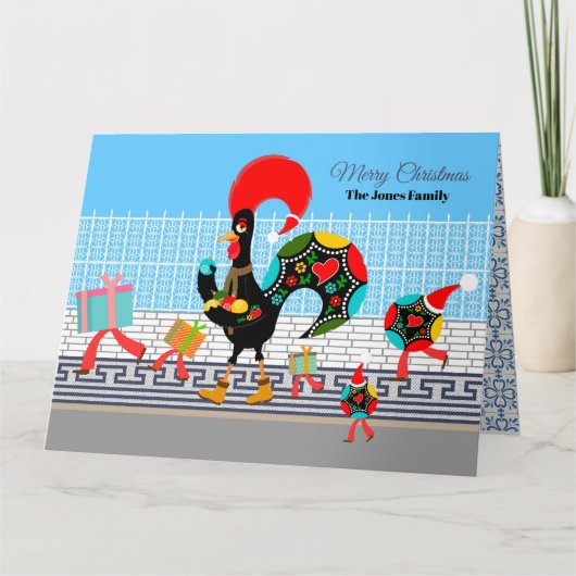 Carte Défilé portugais de cadeaux de coq et de Baubles (Devant)