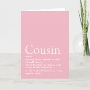Carte Définition Cousine la Meilleure du Monde Rose