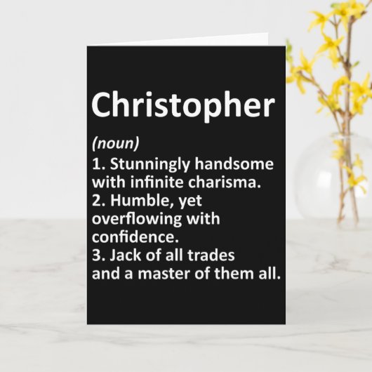 Carte Définition de Christopher Nom personnalisé Funny B (Fleur jaune)