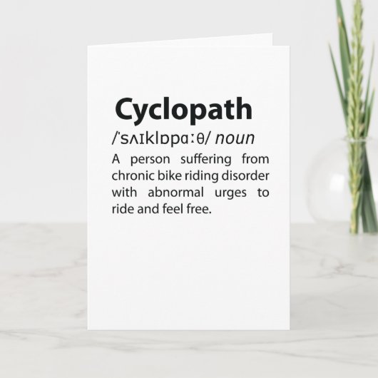 Carte Définition de dictionnaire amusant Cyclopath (Devant)