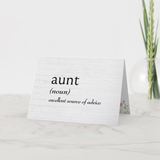 Carte Définition de dictionnaire pour AUNT (Devant)
