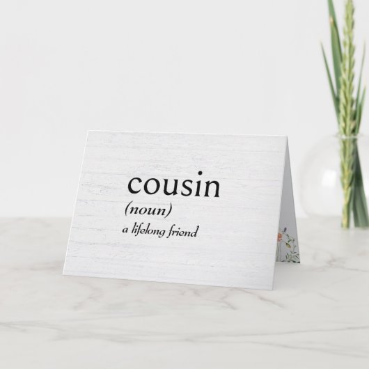 Carte Définition de dictionnaire pour COUSIN (Devant)