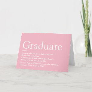Carte Définition de diplômée personnalisée Rose Féminin