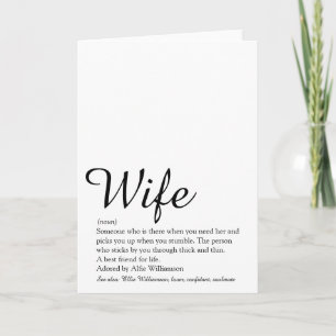 Carte Définition de femme Chic Script Noir et Blanc
