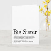 Carte Définition de la Meilleure Sœur au Monde Noir et B (Fleur jaune)