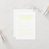 Carte Définition de l'agent correctionnel (Devant/Arrière en situation)