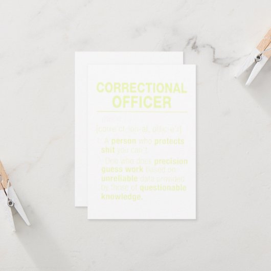 Carte Définition de l'agent correctionnel (Devant/Arrière en situation)