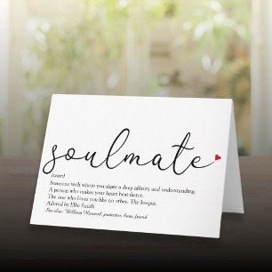 Carte Définition de l'âme sœur avec écriture amour cœur