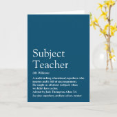 Carte Définition de l'enseignant Typographie Fun Blue (Fleur jaune)