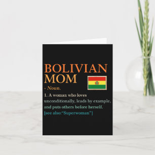 Carte Définition de maman bolivienne Bolivie Drapeau de