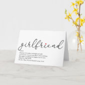 Carte Définition de petite amie cœur d'amour de script (Fleur jaune)