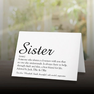 Carte Définition de script pour la meilleure sœur person