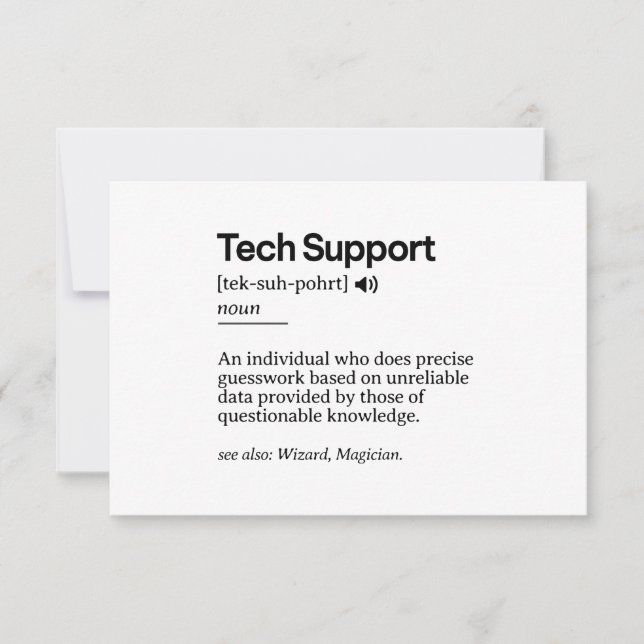 Carte Définition de support technique amusante | Bureau  (Devant)