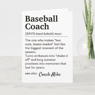 Carte Définition d'entraîneur de baseball Merci personna