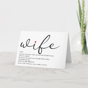Carte Définition d'épouse écriture élégante cœur d'amour