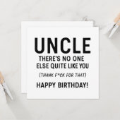 Carte Définition drôle d'anniversaire d'oncle (Devant/Arrière en situation)