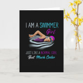 Carte définition drôle de nageuse fille, pour les filles (Fleur jaune)
