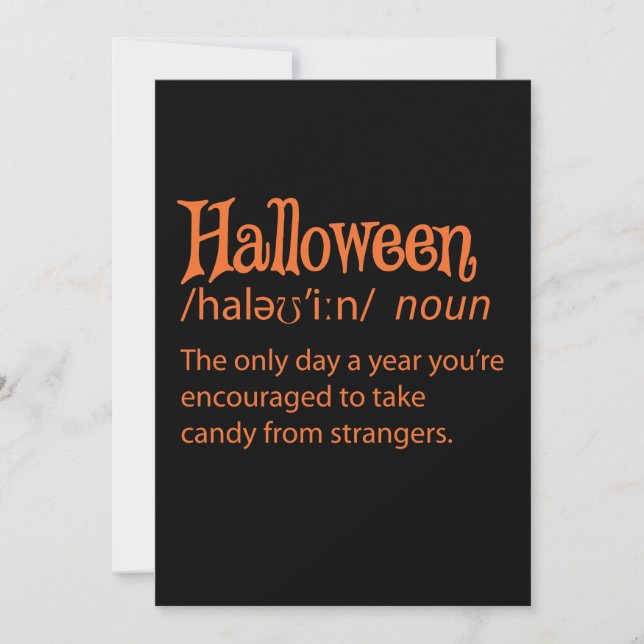 Carte Définition du dictionnaire Halloween Funny (Devant)