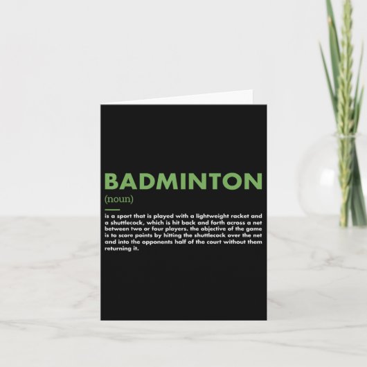 Carte Définition du sport Badminton (Devant)