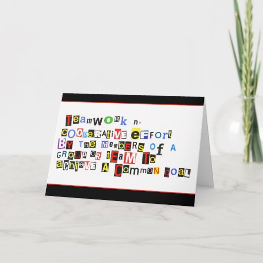 Carte définition du travail d'équipe (Devant)