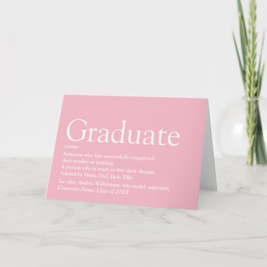 Carte Définition Graduelle personnalisée Fille rose (Devant)
