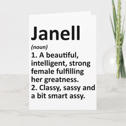 Carte Définition Janell Nom Personnalisé Drôle Noël (Devant)