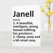Carte Définition Janell Nom Personnalisé Drôle Noël (Fleur jaune)
