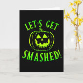 Carte Défonçons la Citrouille Verte Halloween (Fleur jaune)