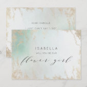 Carte Dégradé Aqua Ombré avec Paillettes Or givré (Devant / Derrière)