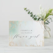 Carte Dégradé Aqua Ombré avec Paillettes Or givré (Debout devant)