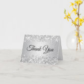 Carte Dégradé Argent Pailleté Merci (Fleur jaune)