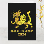 Carte Dégradé doré année du Dragon 2024 Nouvel An (Fleur jaune)