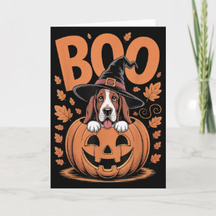Carte Déguisement de Basset Hound sur Citrouille Hallowe