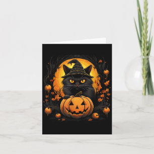 Carte Déguisement de chat drôle d'Halloween Chat Citroui