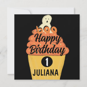 Carte Déguisement de fantôme de cupcake givré pour soiré