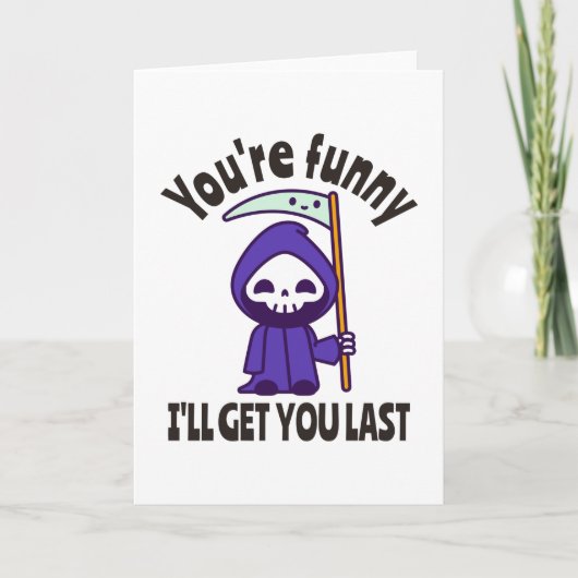 Carte Déguisement drôle de Grim Reaper squelette pour Ha (Devant)